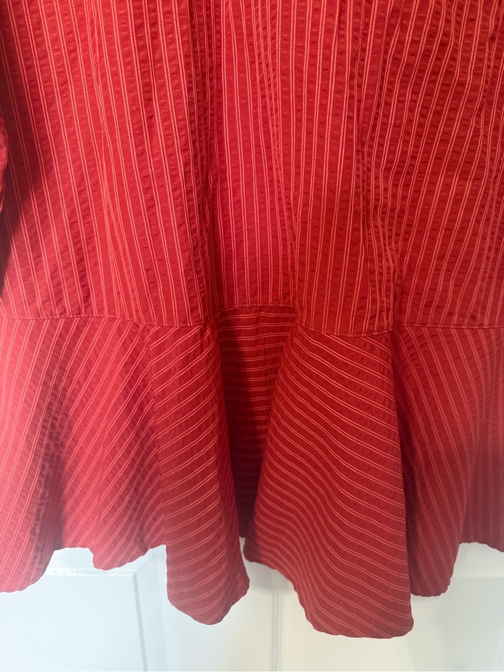 She + Sky Cotton Blend Rust Orange Textured Long Sleeve Shirt Dress- S - Picture 4 of 7